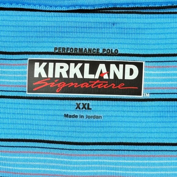 Kirkland Signature Men's Performance Striped Blue Polo Shirt Size XXL NWOT - Picture 7 of 10